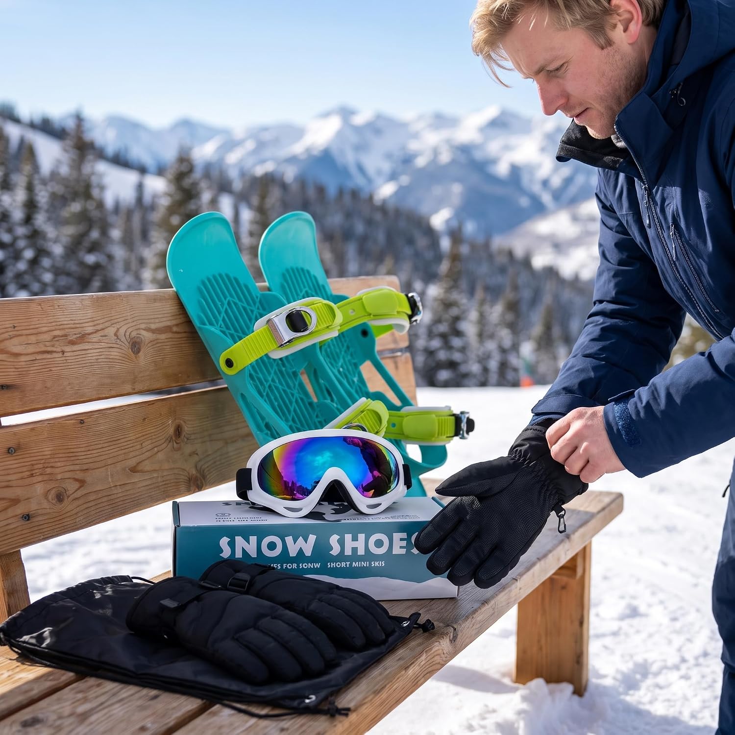 Snow Pro - Juego de mini patines cortos de esquí, patines ajustable...