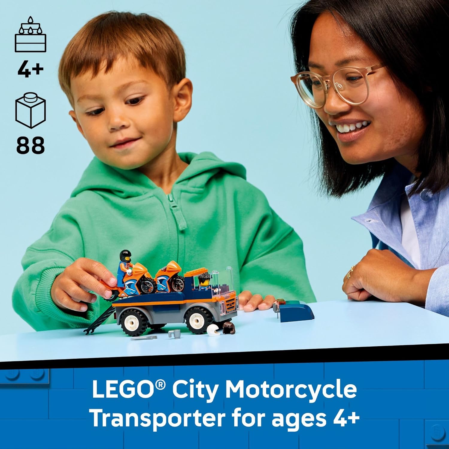 LEGO City Motorcycle Transporter - Juguete de construcción para niñ...