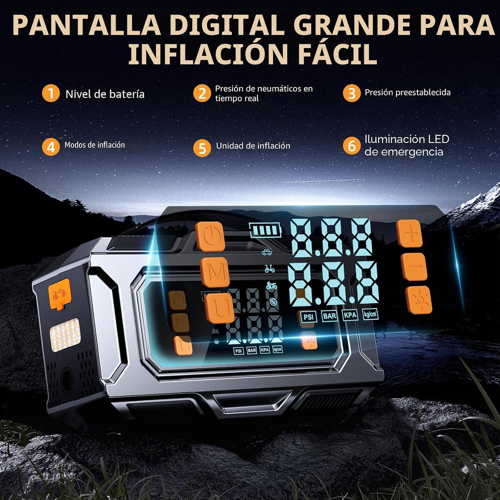 Arrancador auxiliar 8000A con compresor de aire, inflador de neumát...