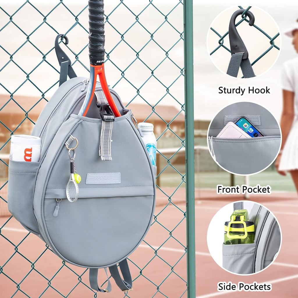 SPORJET Mochila de Tenis con Soporte para 2 Raquetas, Bolsa de Raqu...