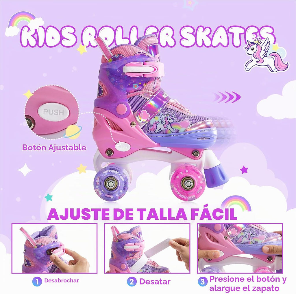METROLLER Patines de ruedas brillantes para niñas de 4 a 12 años |...