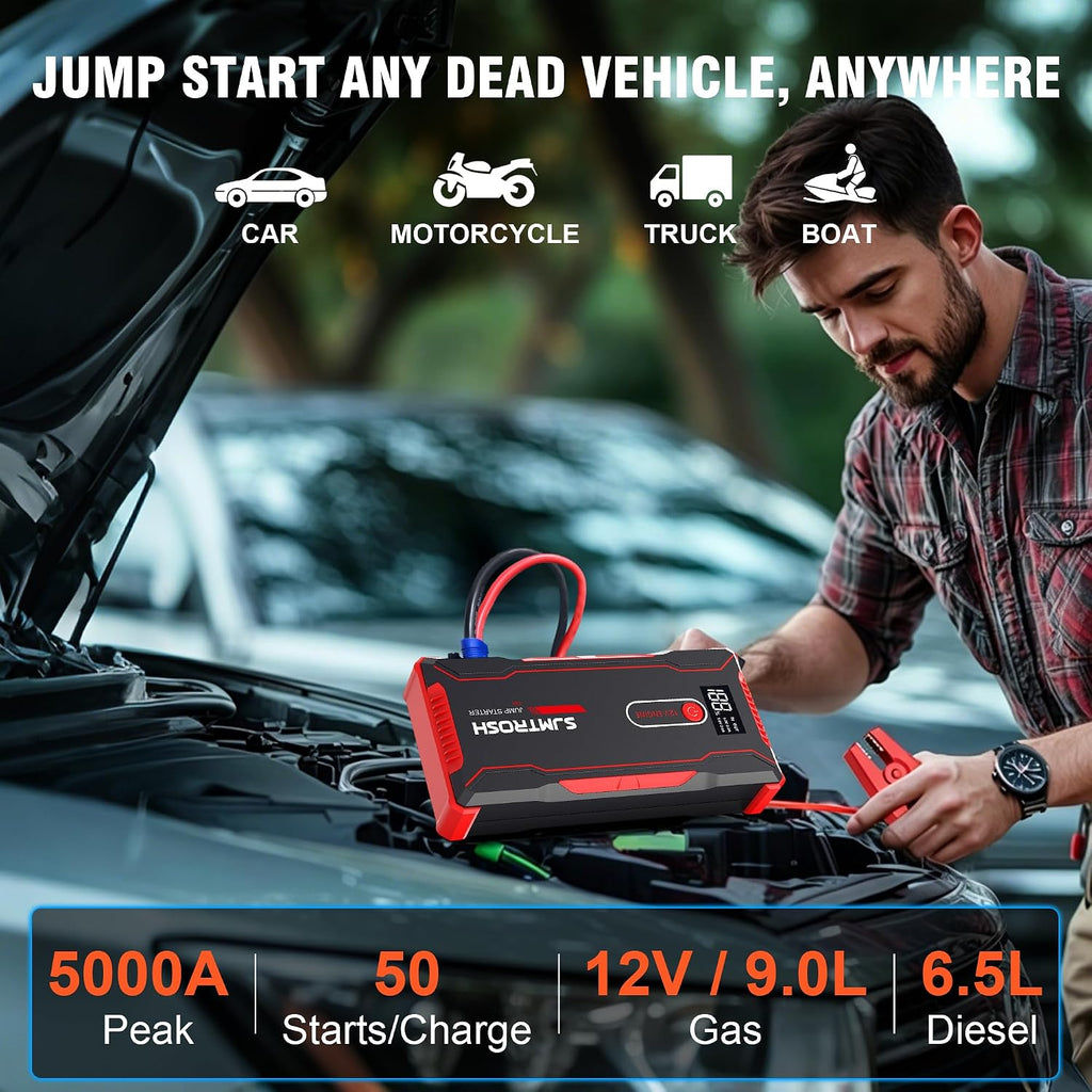 TM20 Jump Starter 5000A, cargador de batería portátil de coche 12V...