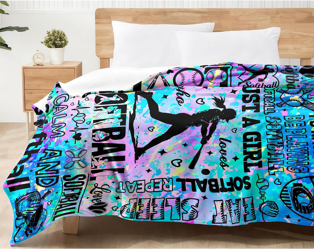 Manta de sóftbol, regalos para niñas y mujeres, manta de franela de...