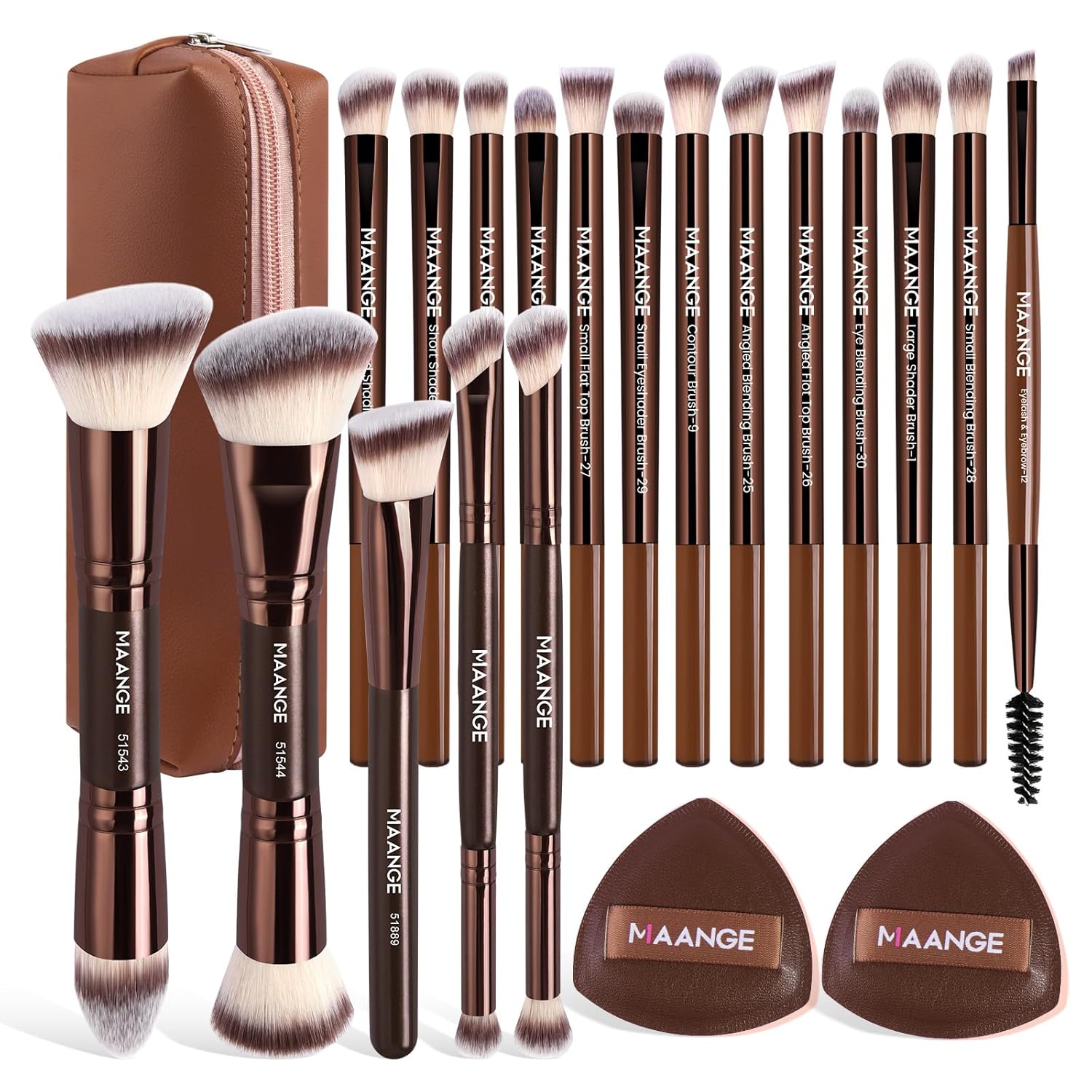 Juego de brochas de maquillaje de viaje con estuche MAANGE 20 pieza...