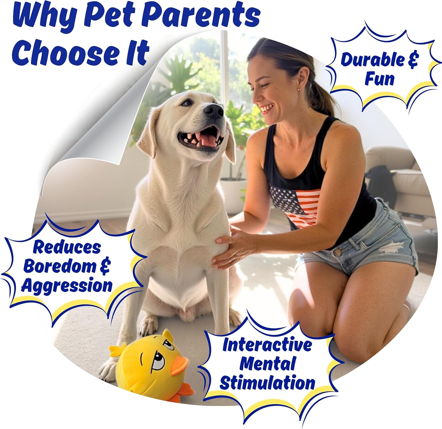 PeppyPawz - Juguete masticable 3 en 1 de pato de peluche para perro...