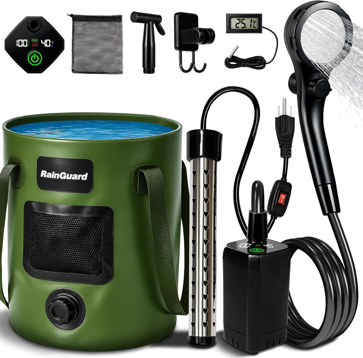 Ducha portátil para acampar, bomba de ducha recargable de 6000 mAh,...