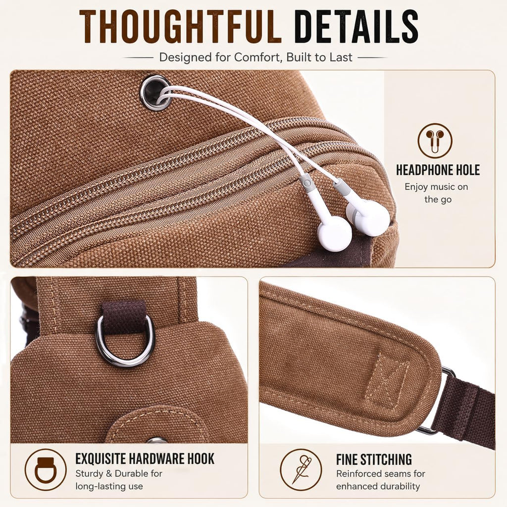 EDIWER Bolso bandolera de lona para hombre, bolso cruzado en el pec...
