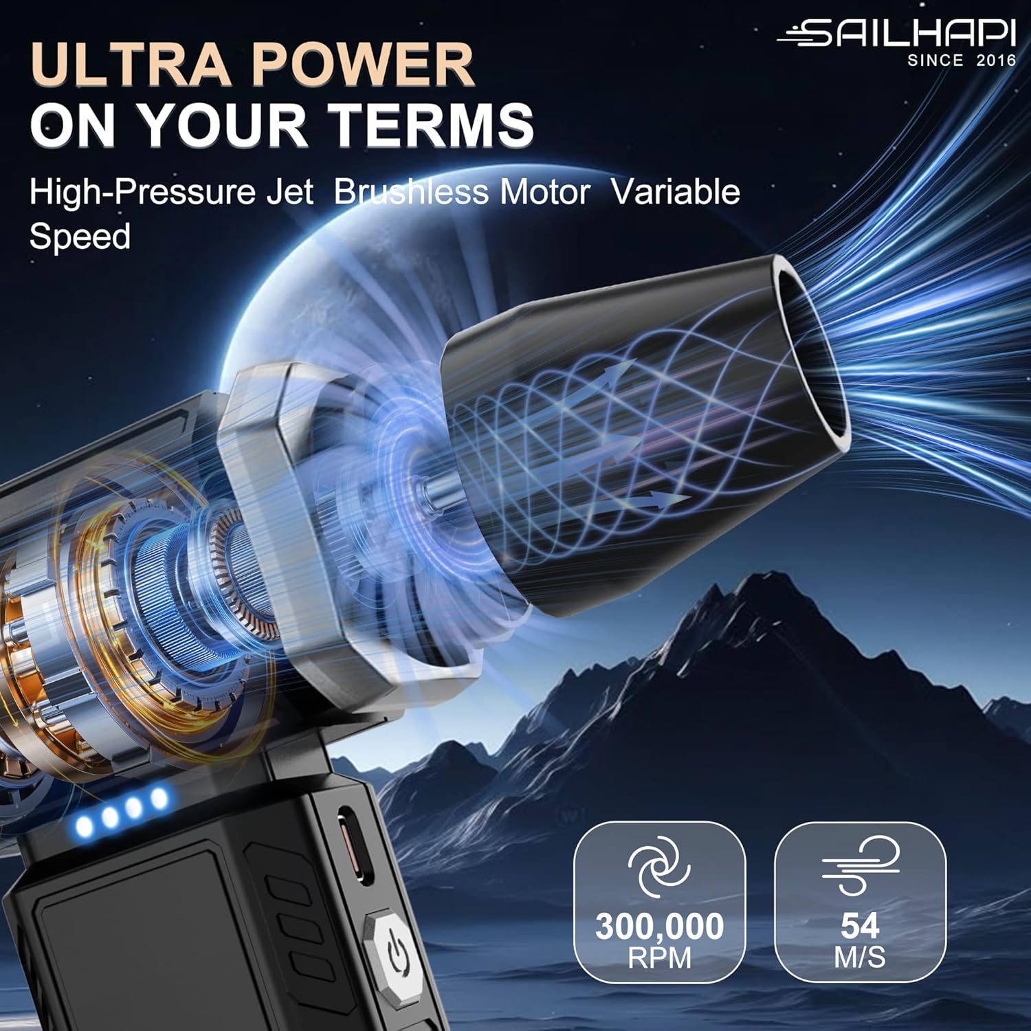 SAILHAPI Potente ventilador turbo de 300000 RPM, soplador de mano d...