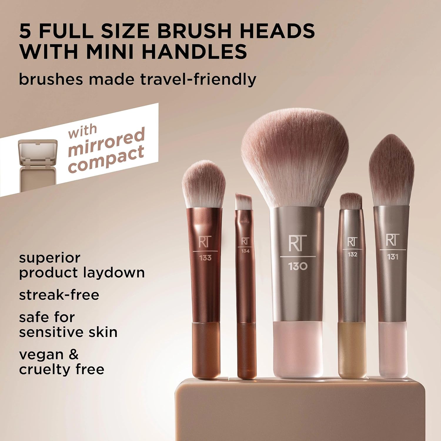 Real Techniques New Nudes On The Glow - Juego de 6 piezas con espej...