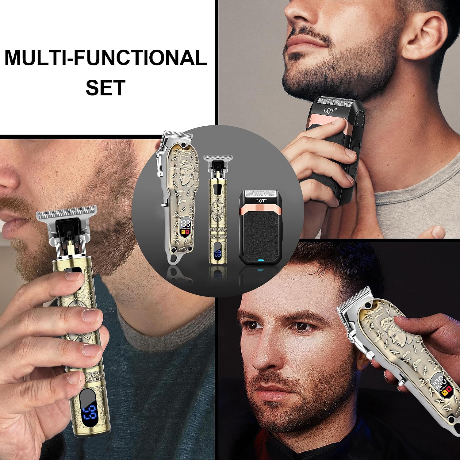 LQT Kit de peluquero profesional para hombres, cortadora de pelo, r...