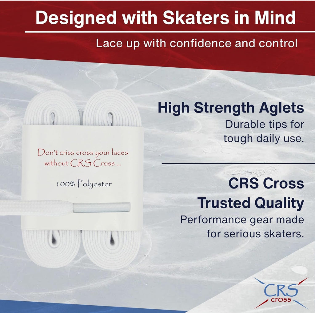 CRS Cross Figure Skate Laces. 2 Pair, White Polyester for Skating |...