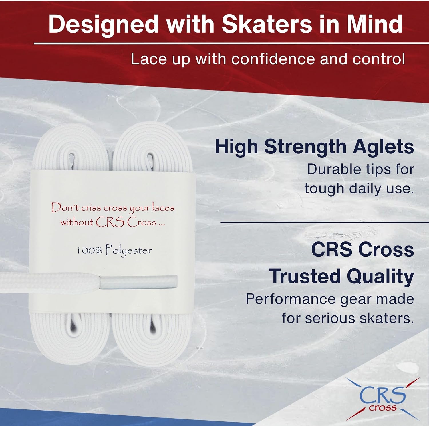CRS Cross Figure Skate Laces. 2 Pair, White Polyester for Skating |...