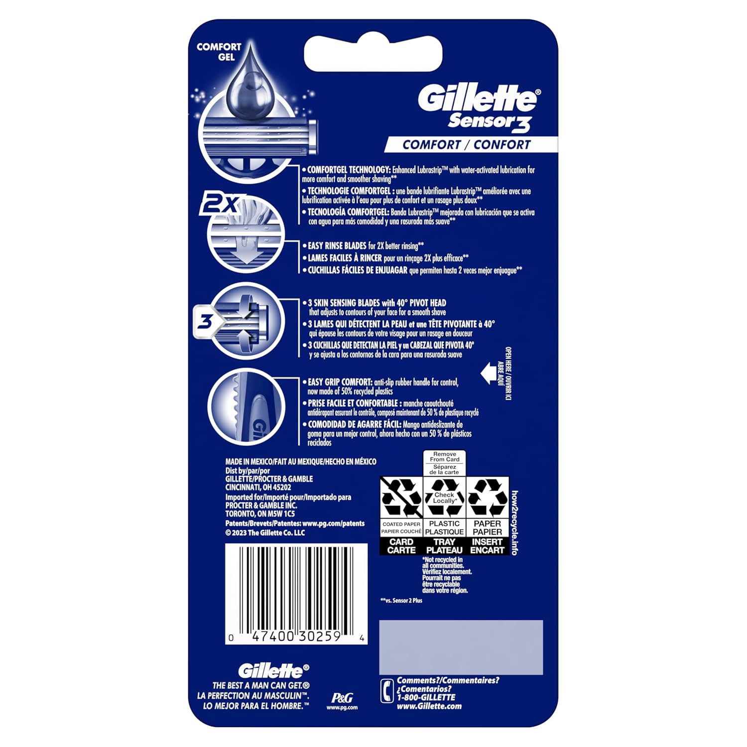 Maquinillas de afeitar desechables Gillette Sensor3 Comfort para ho...