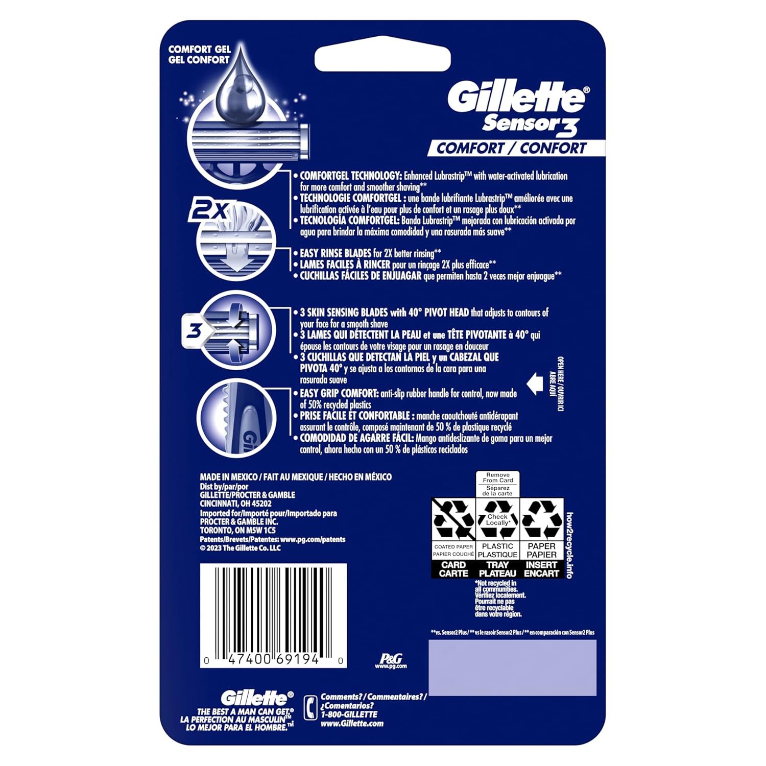 Maquinillas de afeitar desechables Gillette Sensor3 Comfort para ho...