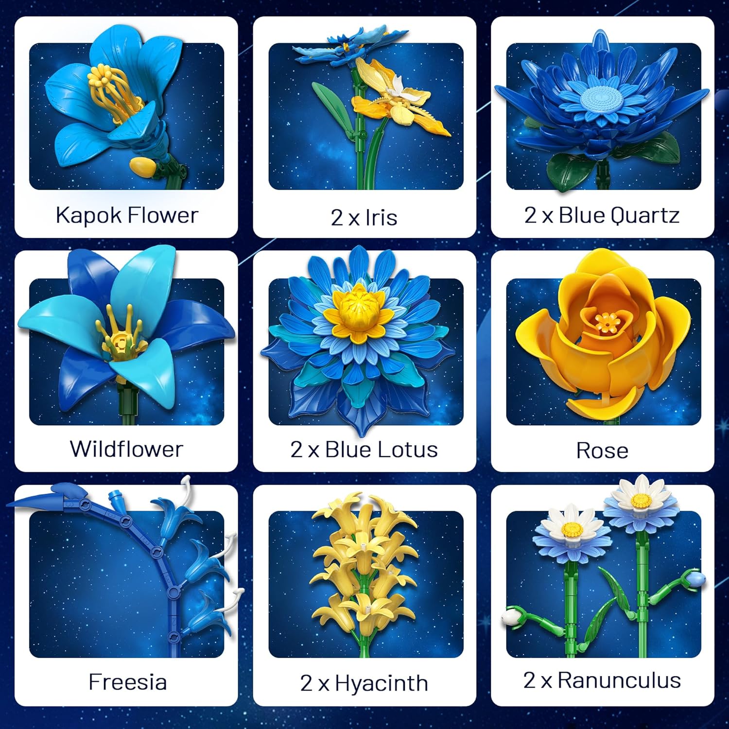 EWED Juego de ramo de flores estrelladas para adultos, flores artif...