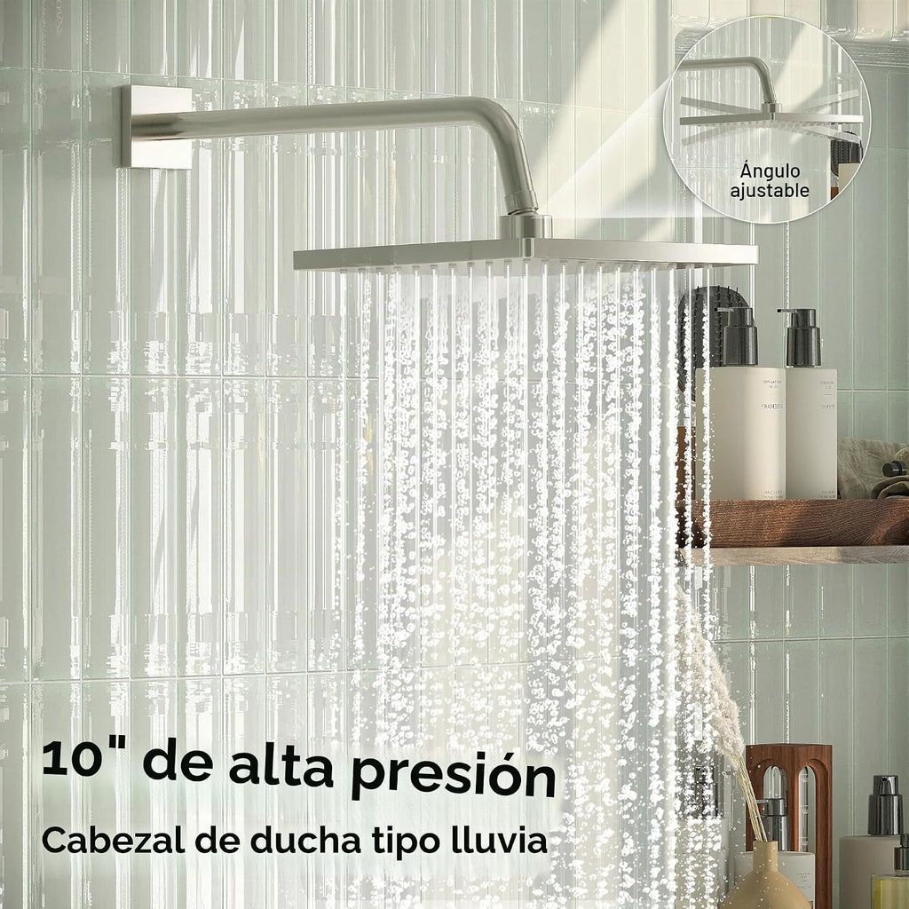 ESNBIA - Sistema de regadera de bronce aceitado, estilo lluvia de 1...