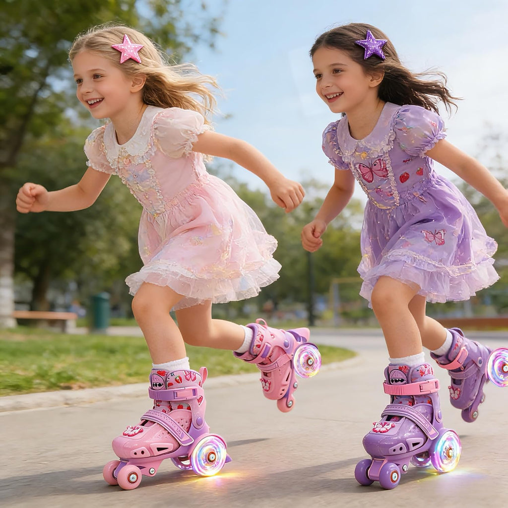 LKD Patines ajustables para niños y niñas, patines cuádruples para...