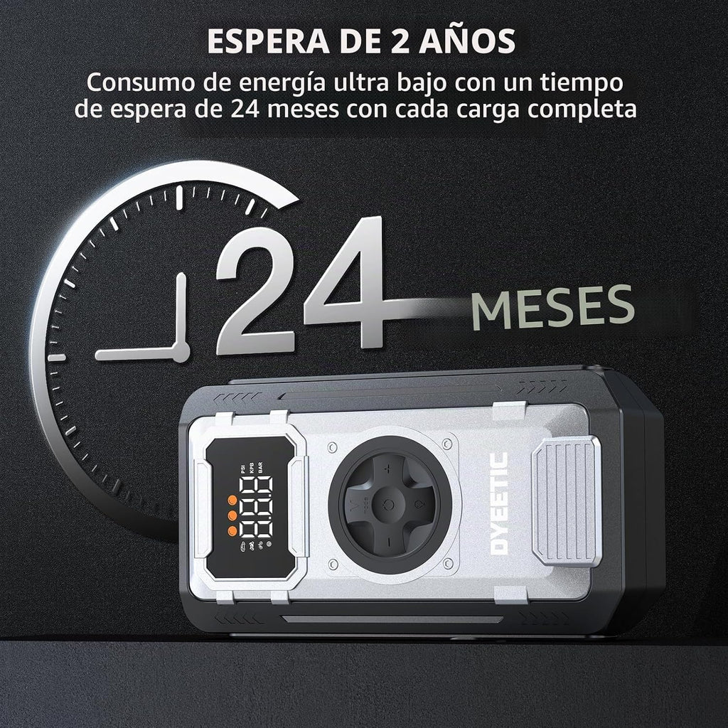 Arrancador del salto de la batería del coche con el compresor de ai...