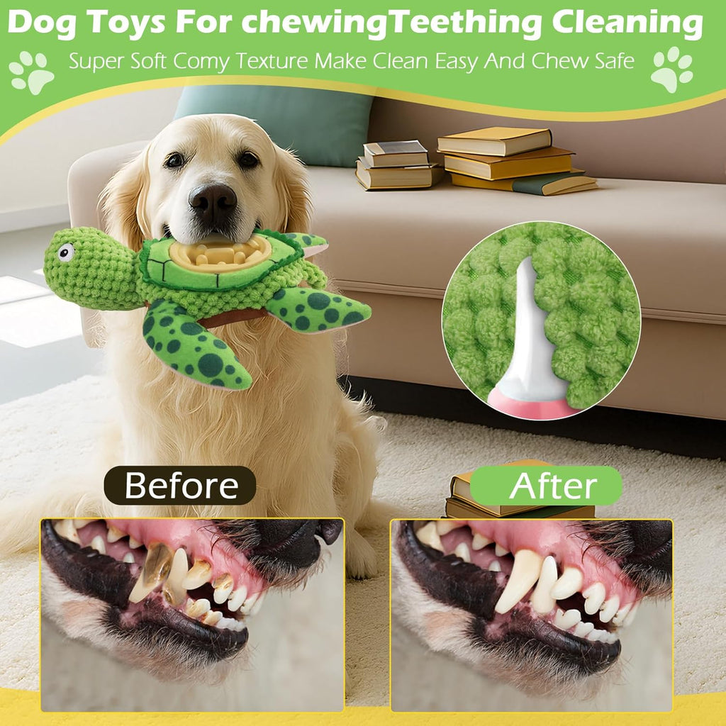 ZYBDP Juguete interactivo para perros, peluche de tortuga verde con...
