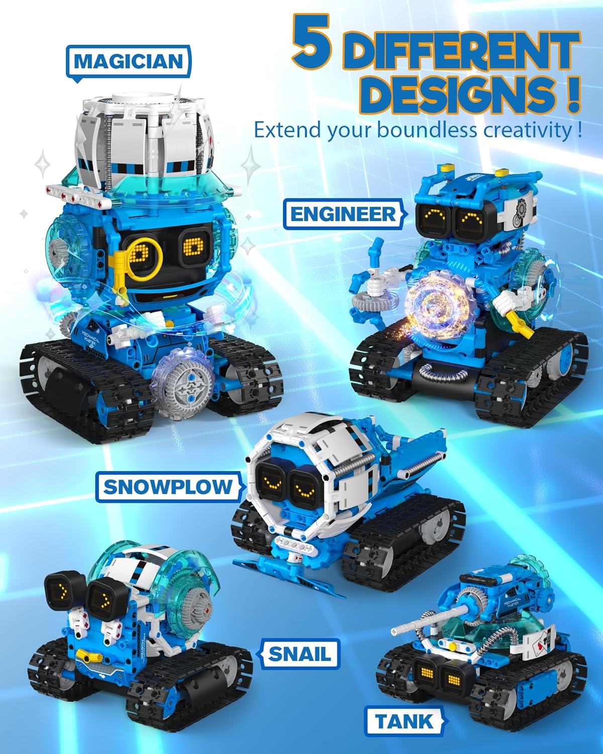 Opmind Juguetes de construcción de robot STEM 5 en 1 para niños de...