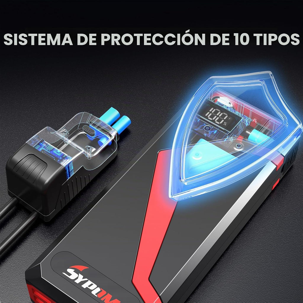 SYPOM Arrancador portátil para coche, 4150 A, máximo, cargador de b...