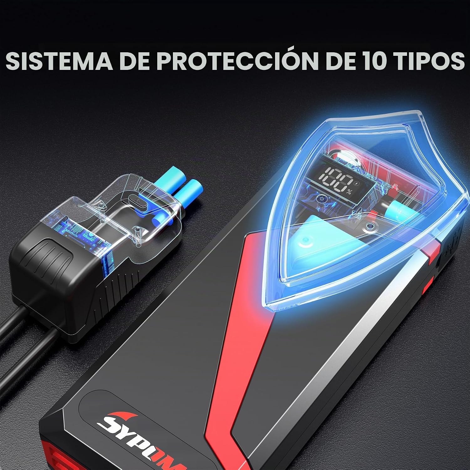 SYPOM Arrancador portátil para coche, 4150 A, máximo, cargador de b...