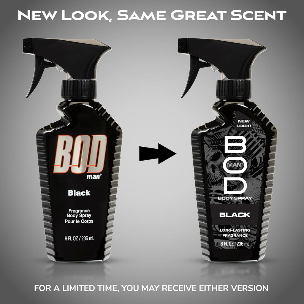BOD man Fragancia corporal en aerosol, negro, 8 onzas líquidas (paq...