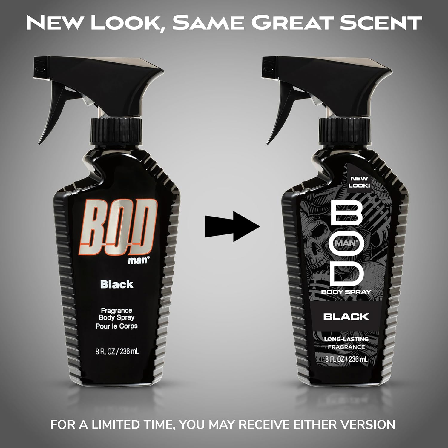 BOD man Fragancia corporal en aerosol, negro, 8 onzas líquidas (paq...