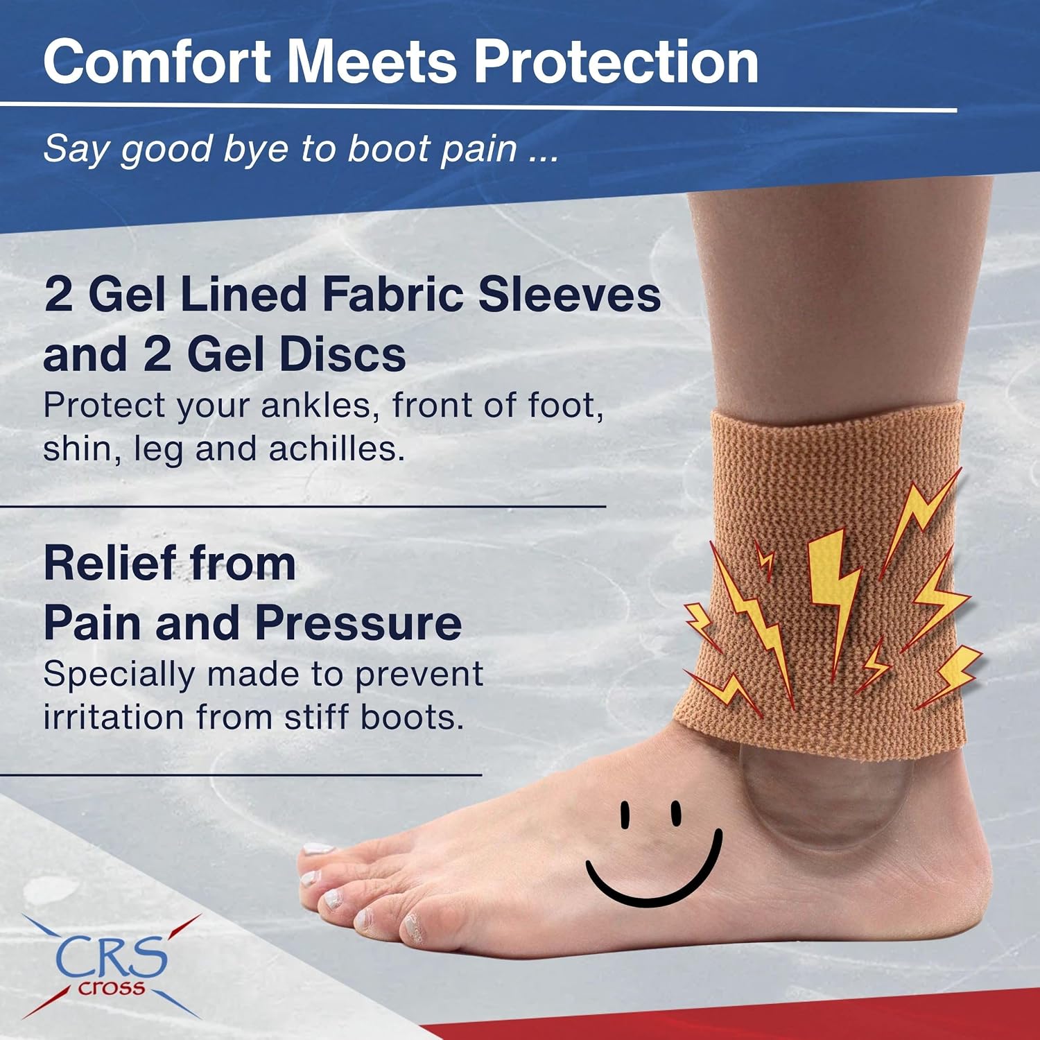 CRS Cross Mangas de gel para tobillo. Un par de calcetines acolchad...
