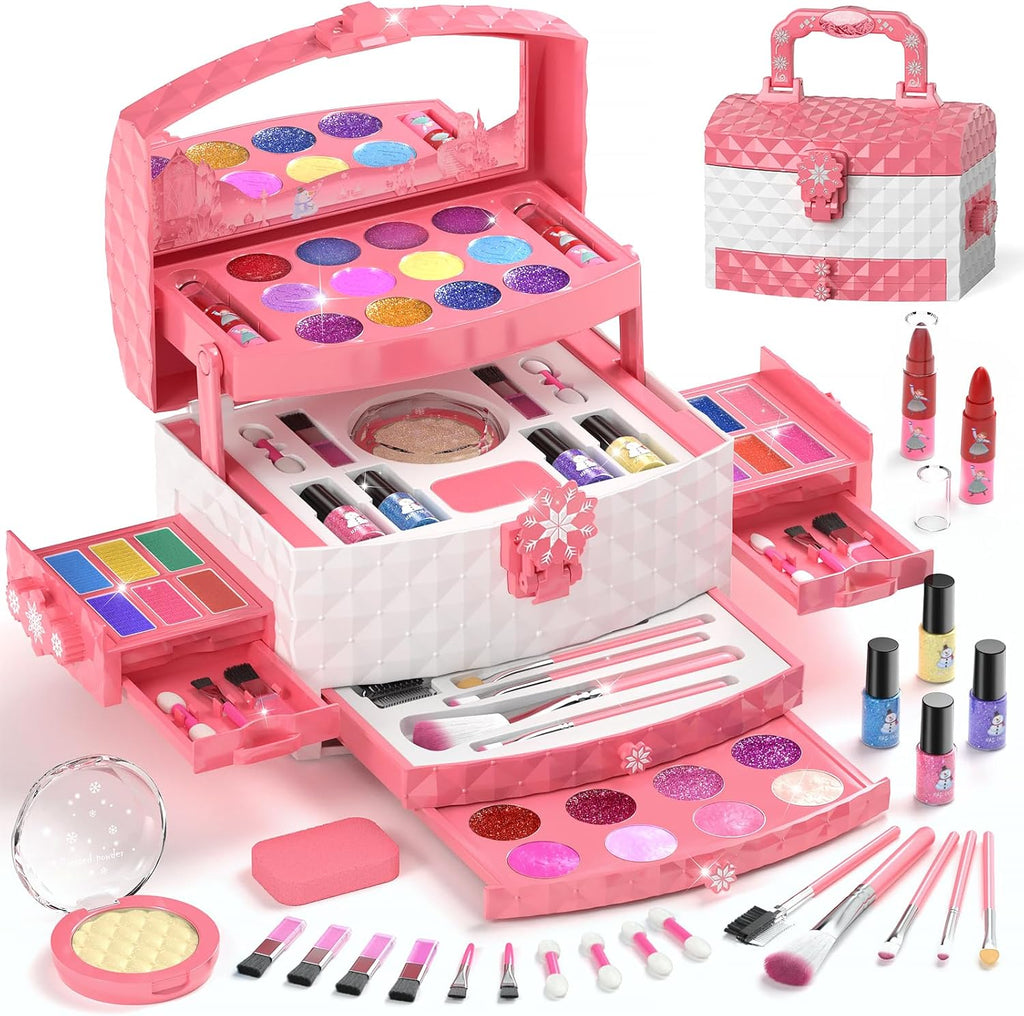 Perryhome Juego de maquillaje para niñas de 56 piezas, lavable, cos...