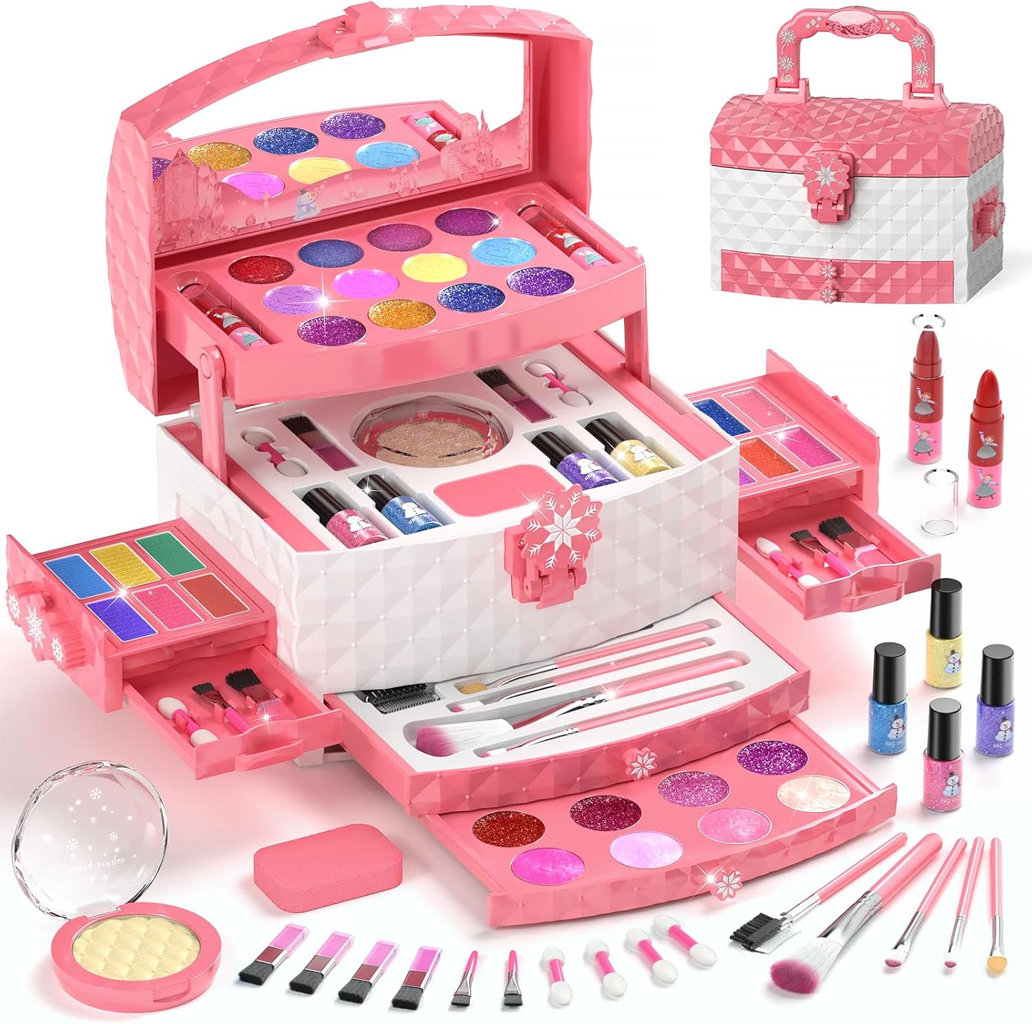 Perryhome Juego de maquillaje para niñas de 56 piezas, lavable, cos...