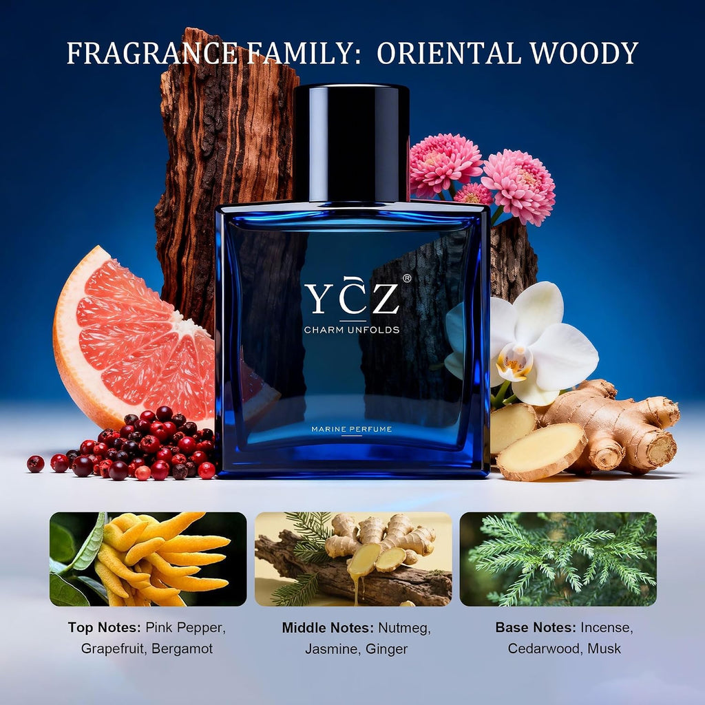 Ycz Charm Unfolds Perfume Marino para Hombres, 1.7 oz. Colonia Eau...