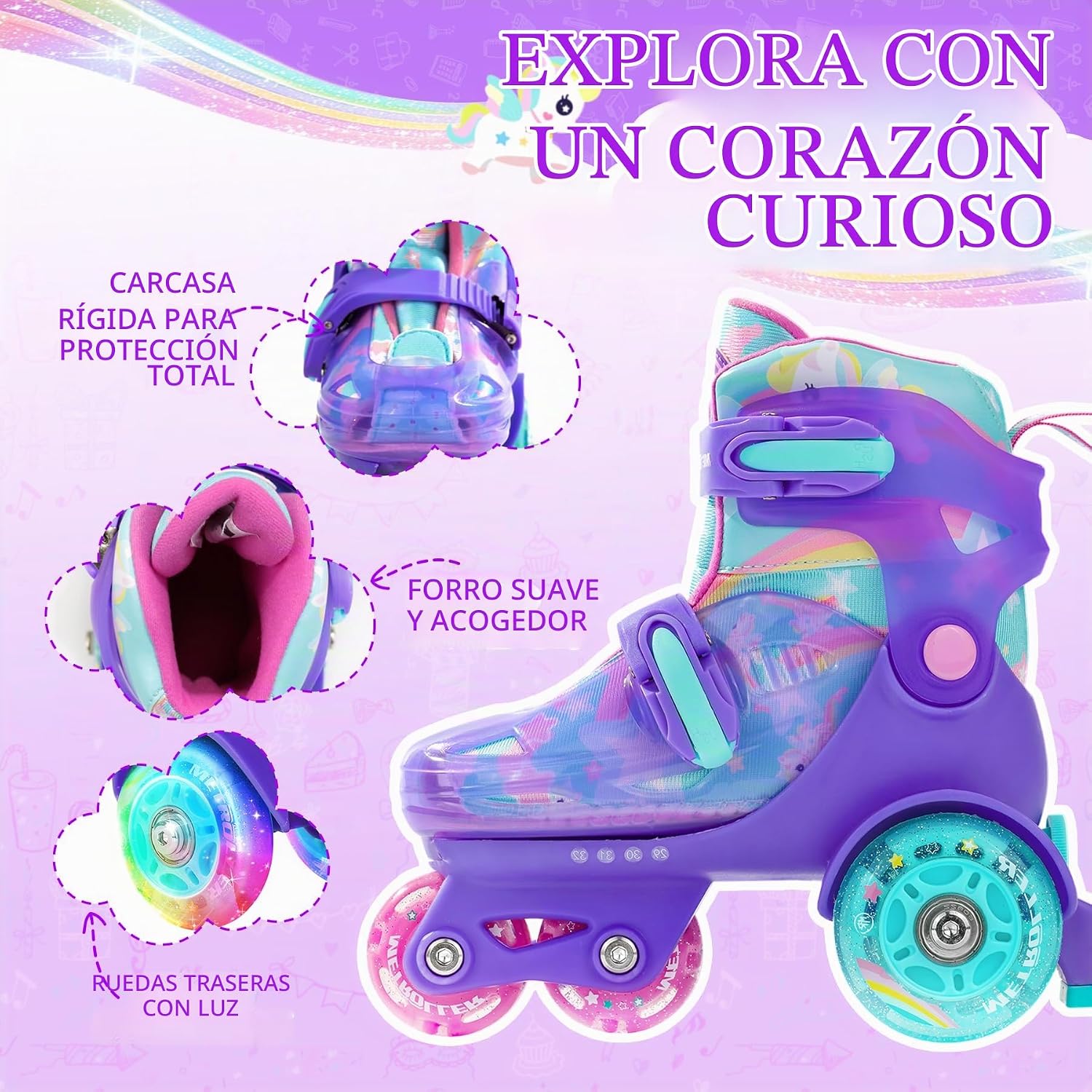 METROLLER Patines de equilibrio con ruedas ajustables para niños pe...
