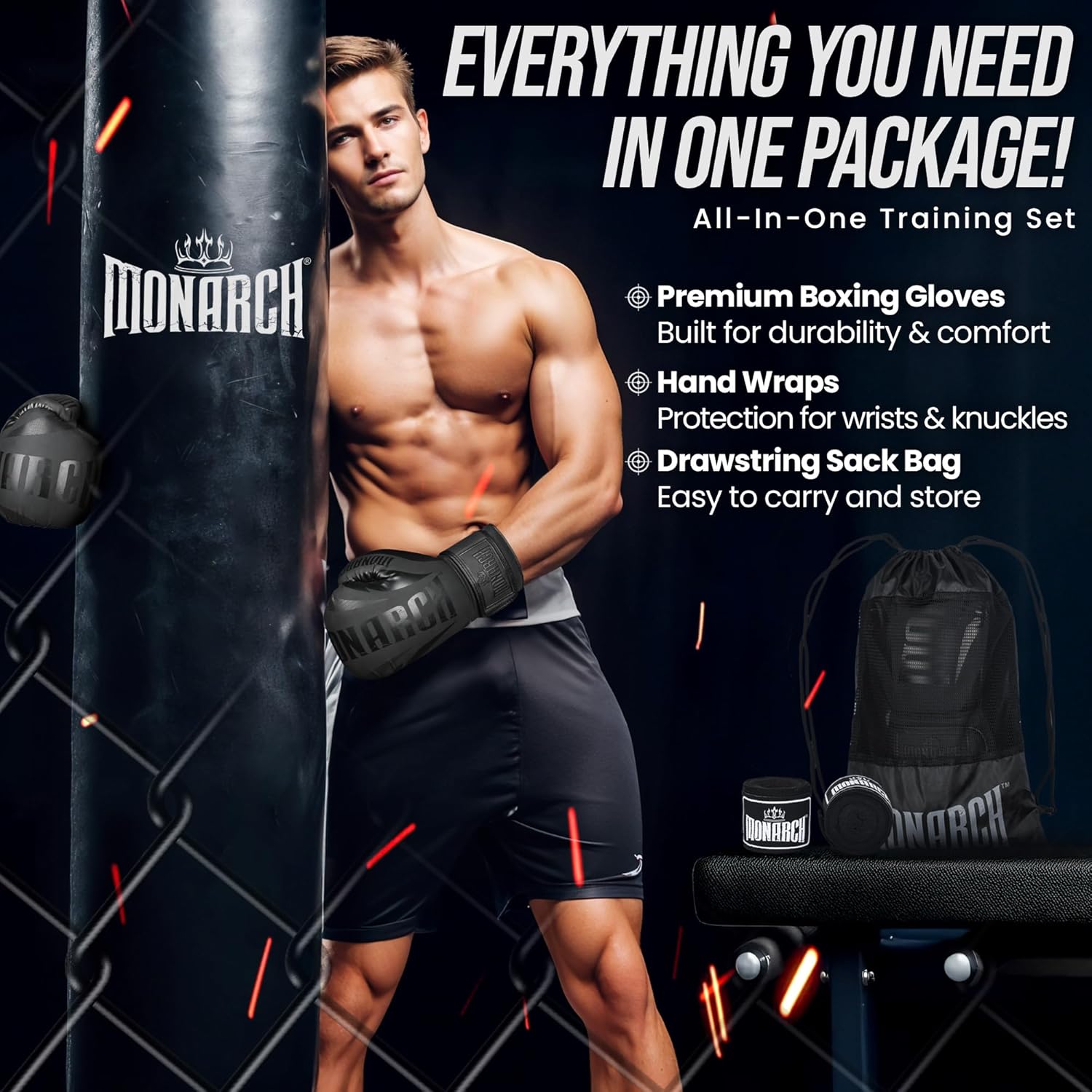 Guantes de boxeo para hombres y mujeres con envolturas de mano para...
