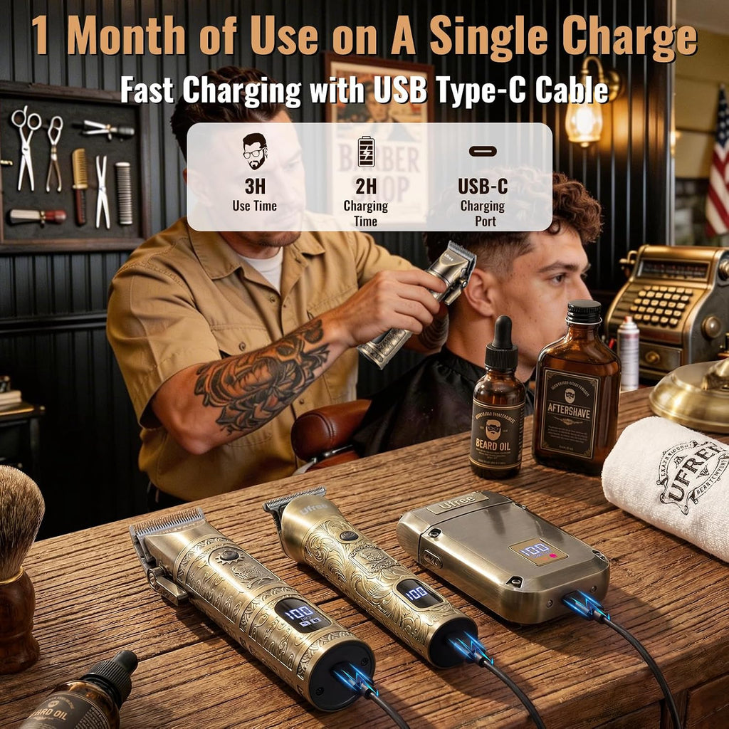 Ufree - Cortadora de barba, cortapelos para hombres, afeitadora elé...