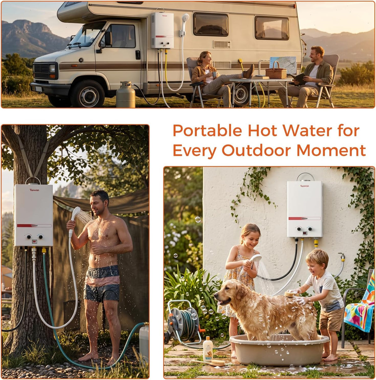 TOPWISH Calentador de agua sin tanque de propano 8L 2.11GPM, calent...