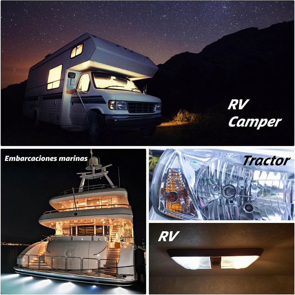 Ziomitus BA15S Bombillas LED 12V para Paisaje, RV, Cámper, Interior...