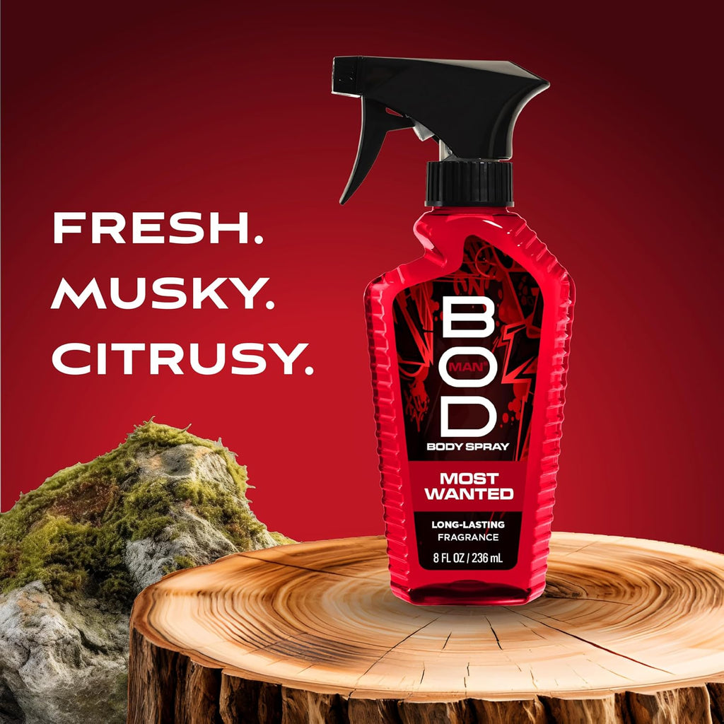 BOD man Fragancia corporal en aerosol, Most Wanted, 8 onzas líquida...