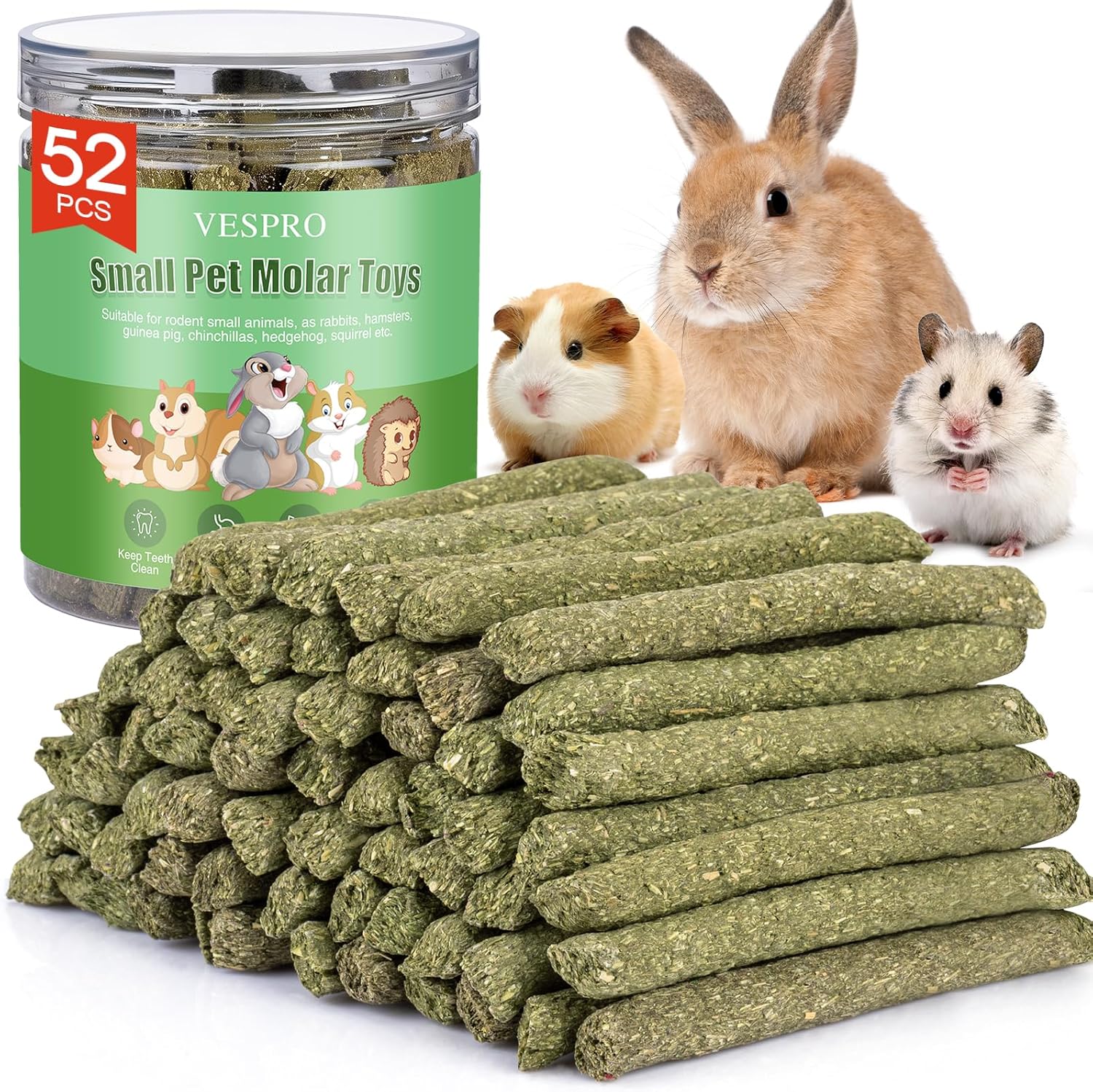 VESPRO 52 palitos masticables de conejo, juguetes de conejillo de i...