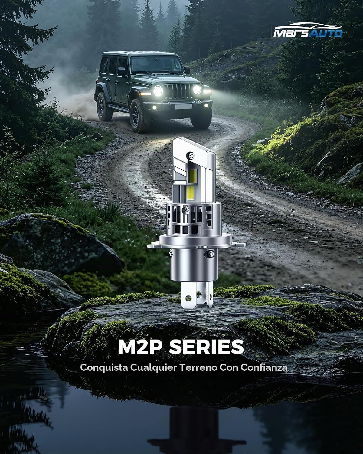 Marsauto Bombillas LED H4 de la serie M2P, bombillas H4 de tamaño m...