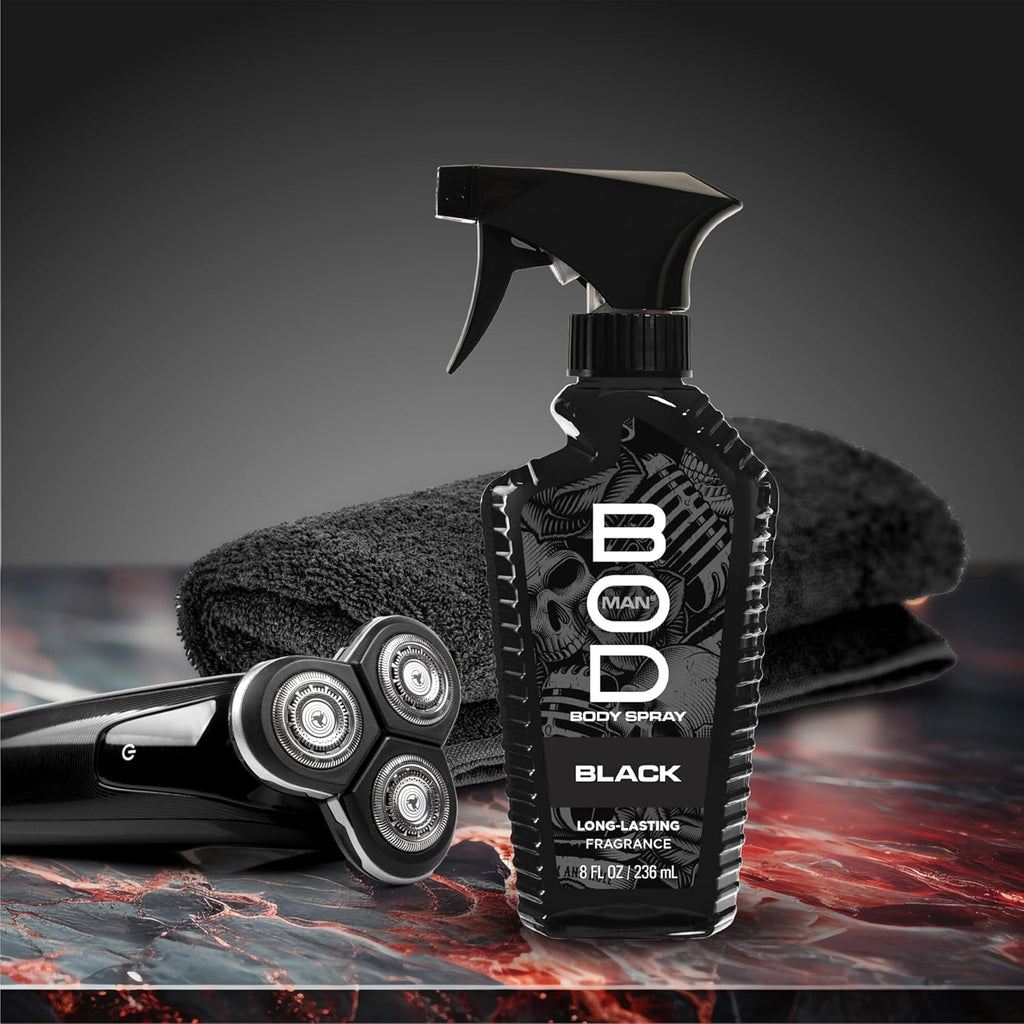 BOD man Fragancia corporal en aerosol, negro, 8 onzas líquidas (paq...