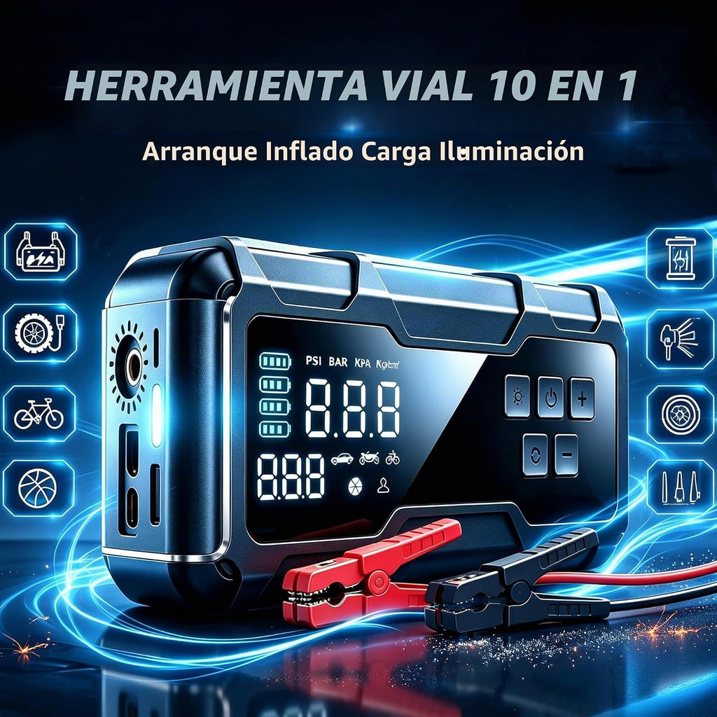 German-Tech - Arrancador de 9000 A con compresor de aire, inflador...
