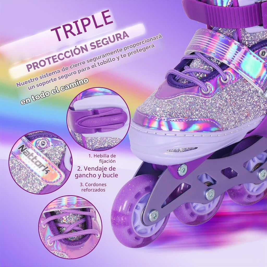 Nattork Inline Skates for Girls Kids, Adjustable Blades Roller Skat...