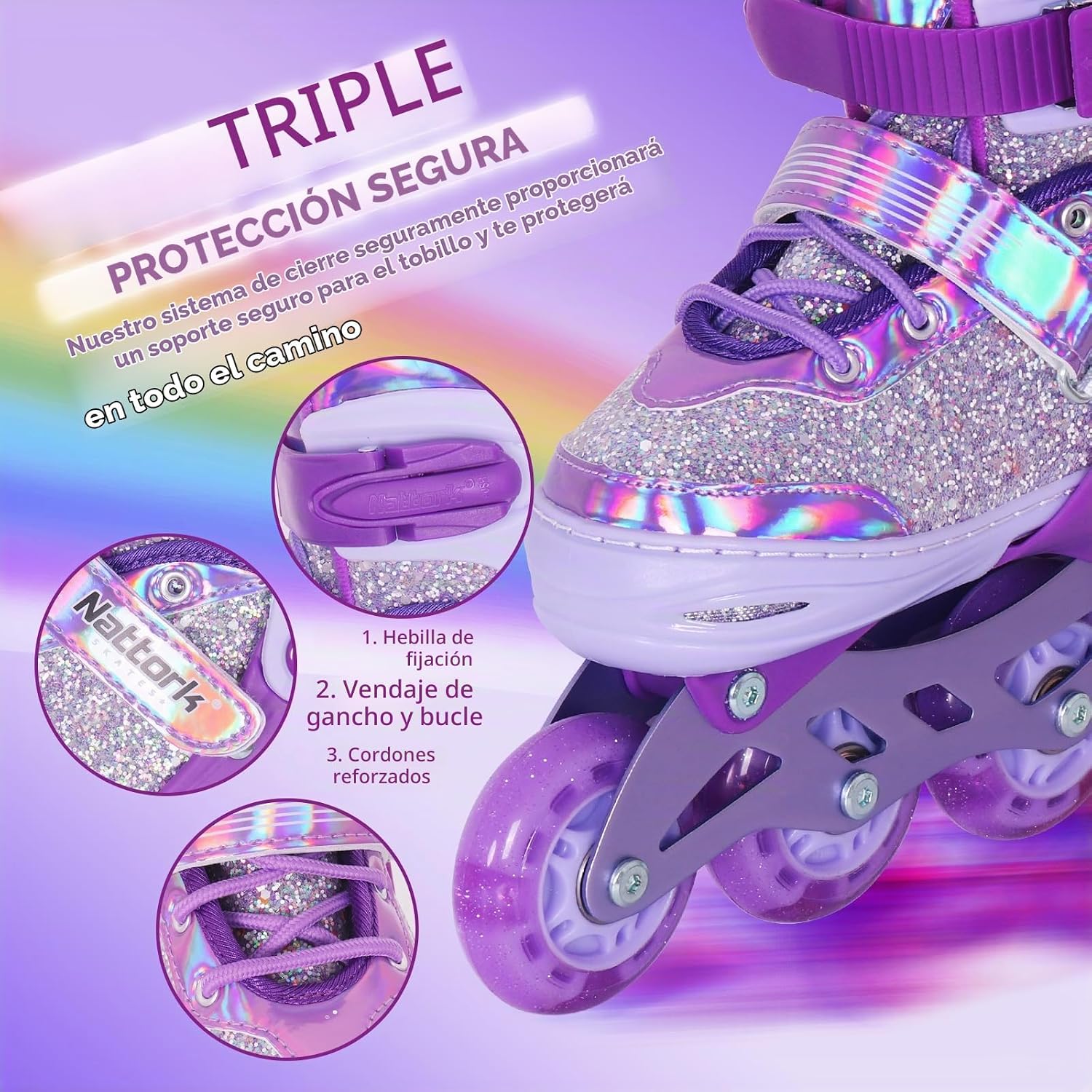Nattork Inline Skates for Girls Kids, Adjustable Blades Roller Skat...