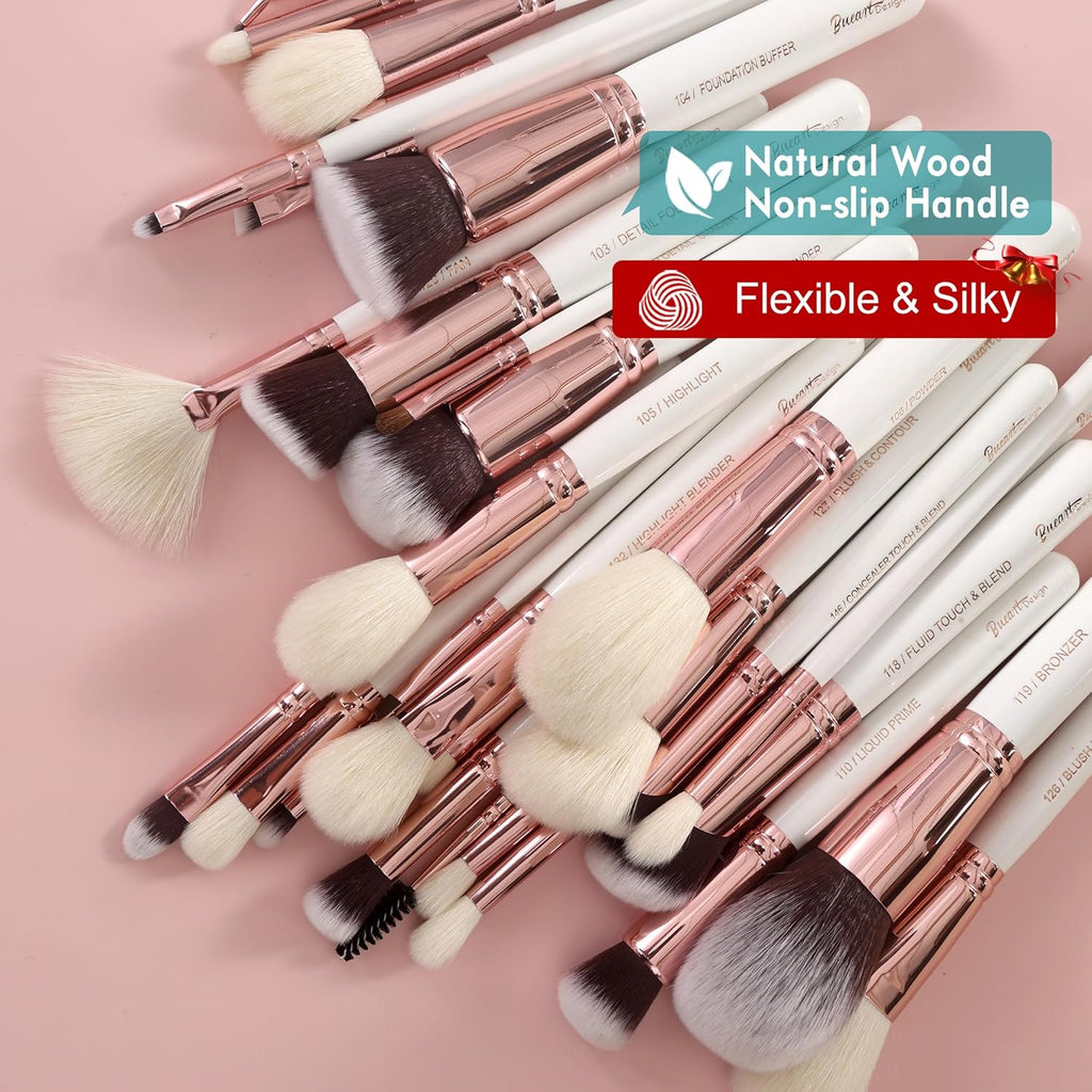 Set de brochas de maquillaje profesional 32 piezas de pelo de cabra...