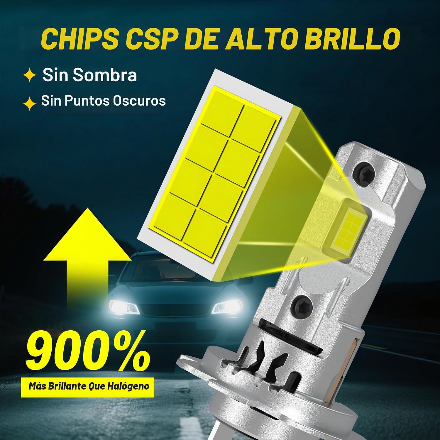 Bombilla LED H7LL\/H7 súper brillante con ventilador de refrigeraci...