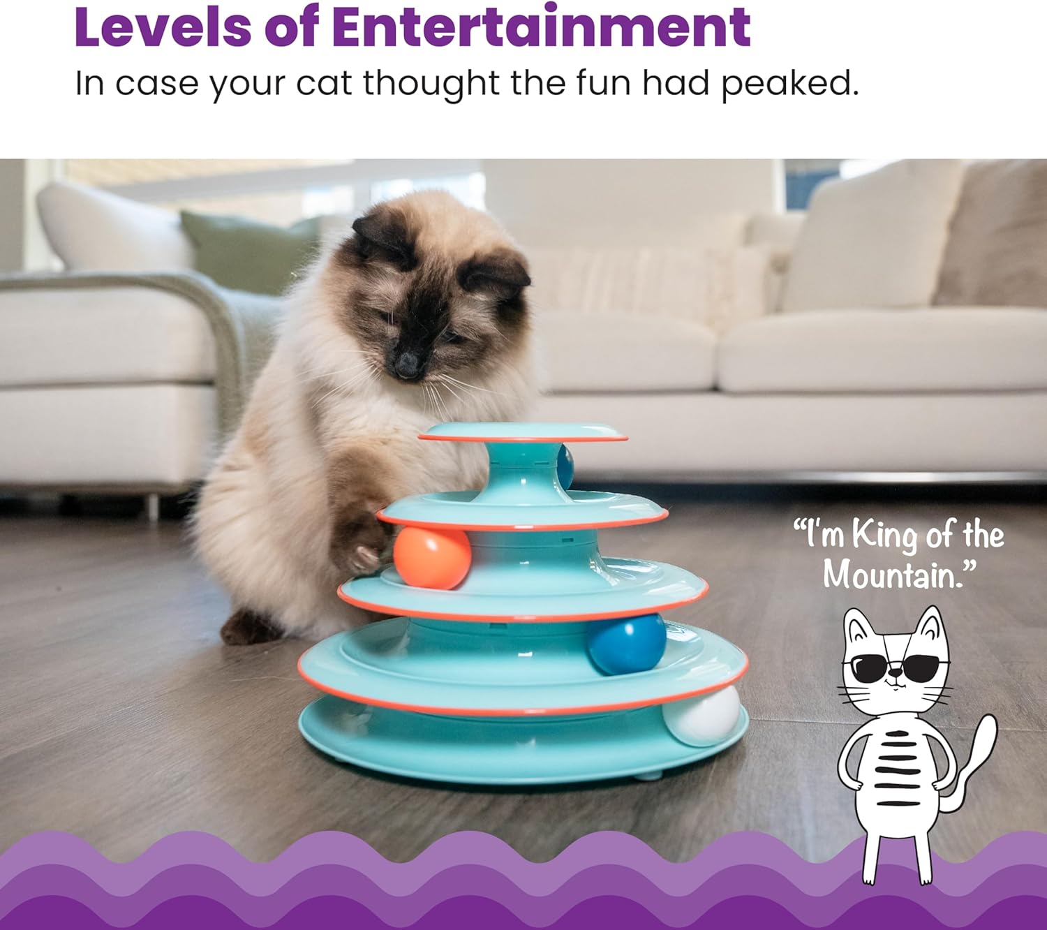 Petstages - Juguete interactivo para gatos Chase Meowtain de 4 niveles
