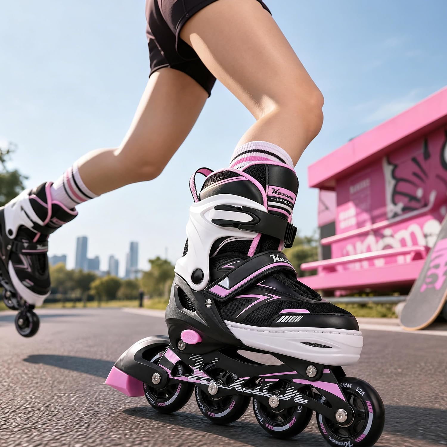 Kuxuan - Patines en línea ajustables iluminadores para niños de 5 a...