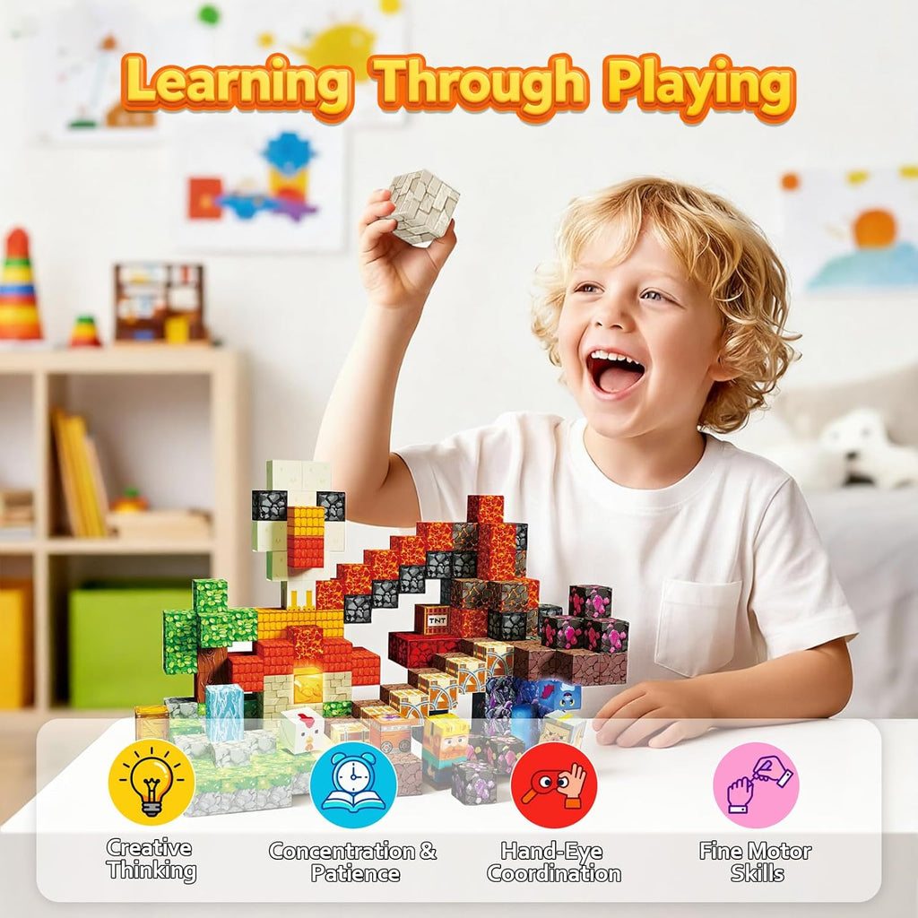 Laoren 200 bloques de construcción magnéticos para niños de 4 a 8 a...