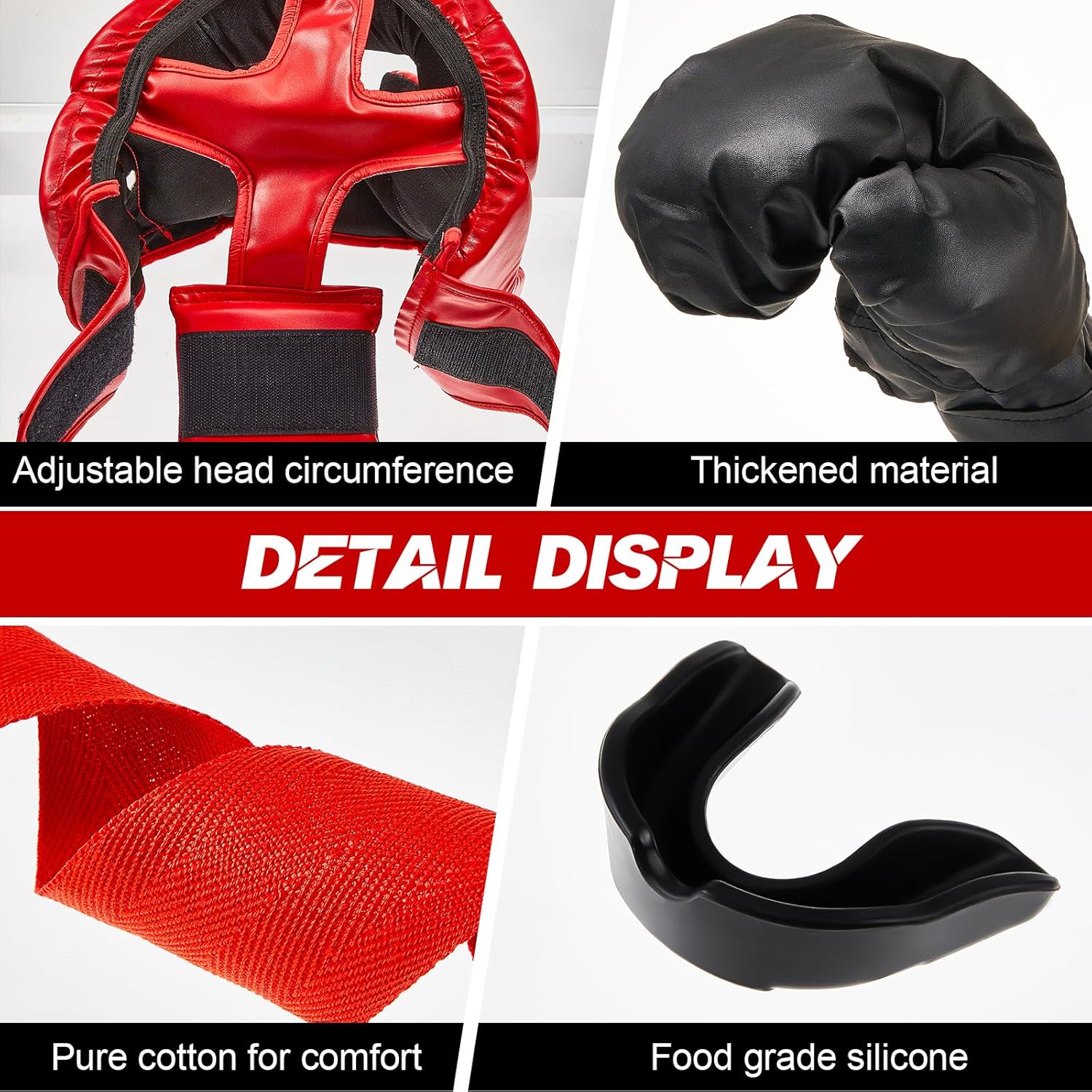 Kanayu Juego de 14 piezas de guantes de boxeo de 16 onzas, casco pa...